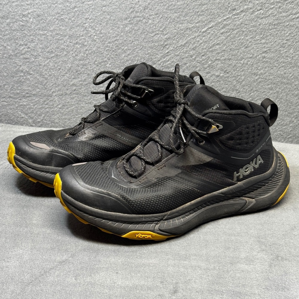 Hoka Transport Hike GTX Black Waterproof Hiking Boots Mens Size 9 1172912